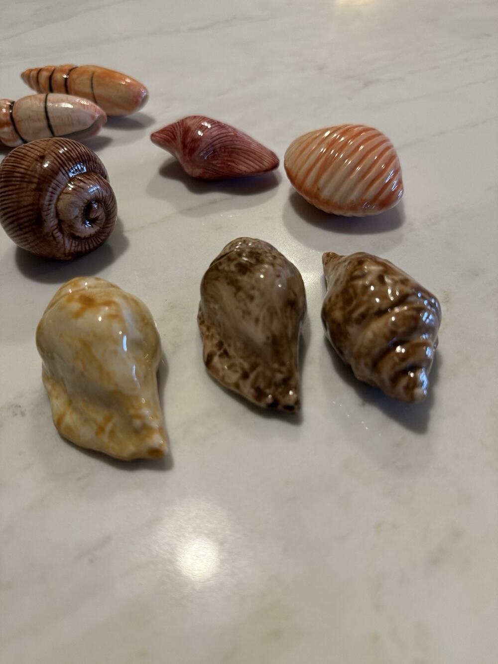 Vintage Seashell Figurine Set Of 11 Ceramic Shells Nautical Ocean Beach Decor